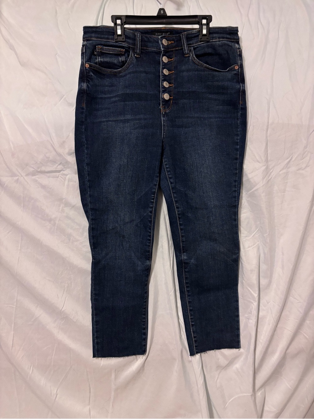 Judy Blue Dark Indigo High-Rise Button-Fly Cropped Jeans